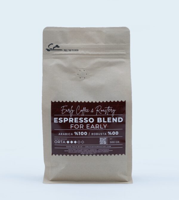 Espresso Blend For Early, gerçek ürün ambalajı ve etiketi (DSCF9400)
