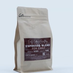 Espresso Blend For Early, gerçek ürün ambalajı ve etiketi (DSCF9401)