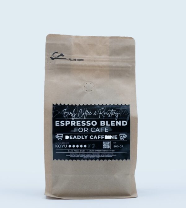 Espresso Blend For Cafe Deadly Caffeine, gerçek ürün ambalajı ve etiketi (DSCF9404)